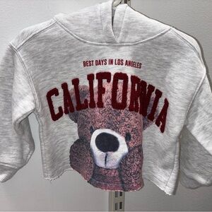 Zara Kids Gray and Red California Bear Hoodie